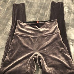 Spanx gray velvet leggings
